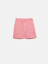 Denim Patch Pocket Shorts | Pink