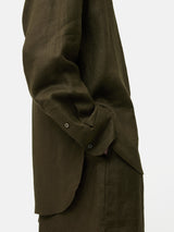 Linen Relaxed Shirt | Dark Green