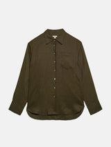 Linen Relaxed Shirt | Dark Green