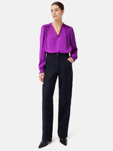Recycled Satin V Neck Top | Purple