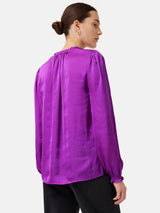 Recycled Satin V Neck Top | Purple