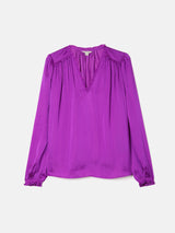 Recycled Satin V Neck Top | Purple