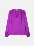 Recycled Satin V Neck Top | Purple