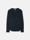 Checked Tunic Blouse | Navy
