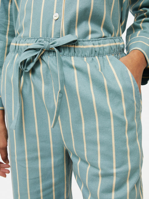 Brushed Twill Stripe Pyjamas | Blue