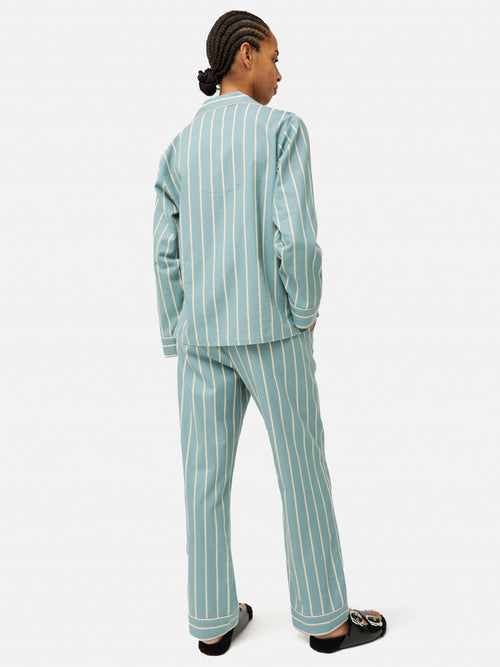 Brushed Twill Stripe Pyjamas | Blue