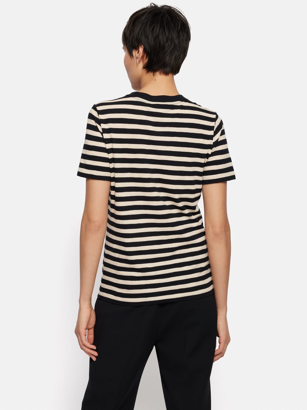 White Contrast Slub Pinstripe Back Tee main image 1