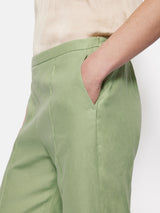 Irish Linen Twill Palazzo Trouser | Green