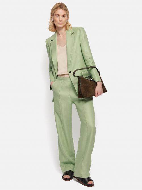 Irish Linen Twill Palazzo Trouser | Green