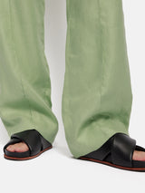 Irish Linen Twill Palazzo Trouser | Green