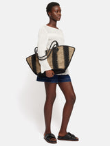 Raffia Stripe Tote | Beige