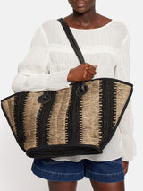 Raffia Stripe Tote | Beige