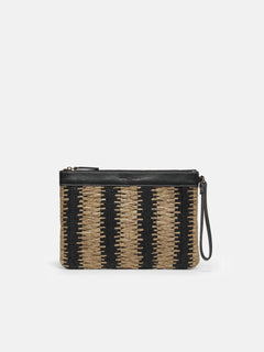 Raffia Stripe Pouch | Beige