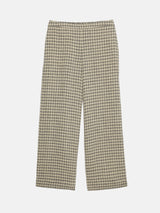 Linen Check Palazzo Trouser | Beige