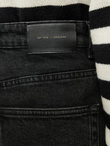 Denim Slit Midi Skirt | Washed Black