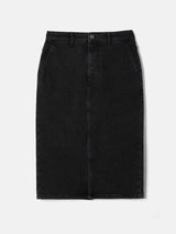Denim Slit Midi Skirt | Washed Black
