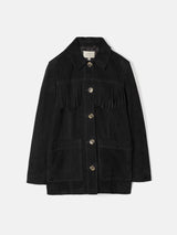 Fringed Suede Jacket | Black