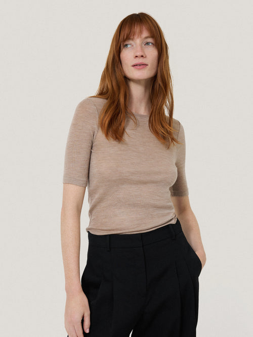 Merino Half Sleeve T-shirt | Stone