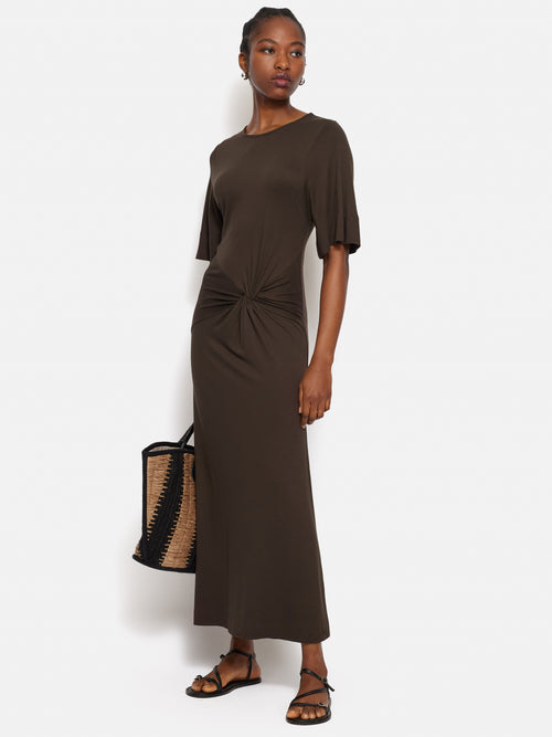 Twist Front Dress | Brown