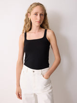 Square Neck Layering Tank | Black