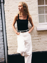 Square Neck Layering Tank | Black