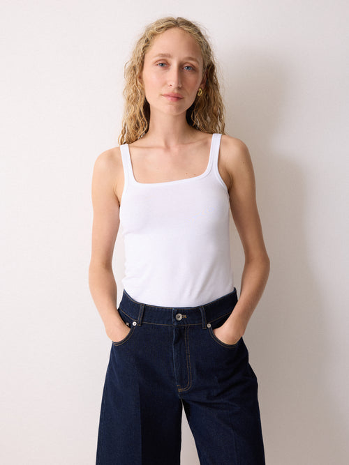 Square Neck Layering Tank | White