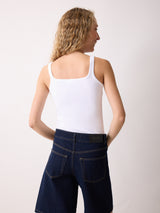 Square Neck Layering Tank | White