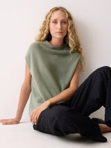 Cloud Cashmere Cap Sleeve Top | Green