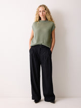 Cloud Cashmere Cap Sleeve Top | Green