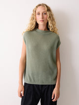 Cloud Cashmere Cap Sleeve Top | Green