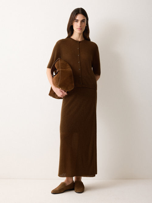 Soft Gauzy Knit Skirt | Brown