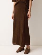 Soft Gauzy Knit Skirt | Brown