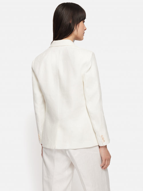 Irish Linen Herringbone Brook Jacket | White