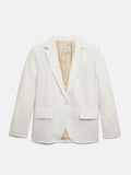 Irish Linen Herringbone Brook Jacket | White