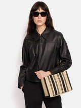 Mini Athena Stripe Woven Tote | Natural