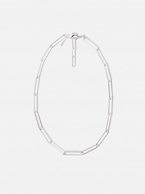 Paper Clip Chain Necklace | Silver