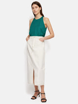 Satin Sleeveless Top | Green