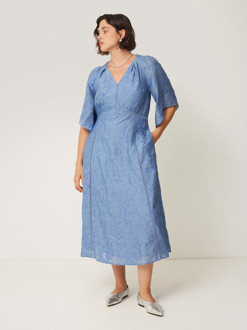 Textured Jacquard Dress | Blue