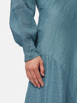 Silk Linen Gauze Maxi Dress | Blue