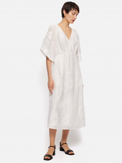 Textured Jacquard Dress | White