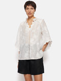 Textured Jacquard Frill Top | White