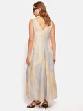 Abstract Silk Linen Gauze Dress | Blue