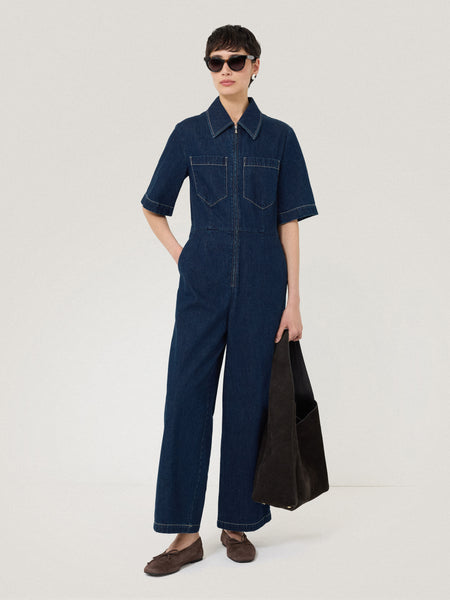 Denim Contrast Stitch Jumpsuit Indigo – Jigsaw