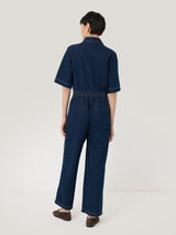 Denim Contrast Stitch Jumpsuit | Indigo