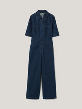 Denim Contrast Stitch Jumpsuit | Indigo