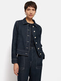 Linen Cropped Jacket | Navy