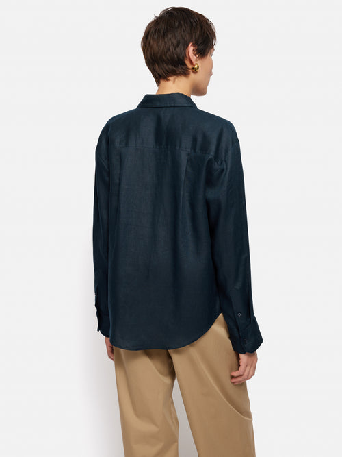 Linen Casual Shirt | Navy