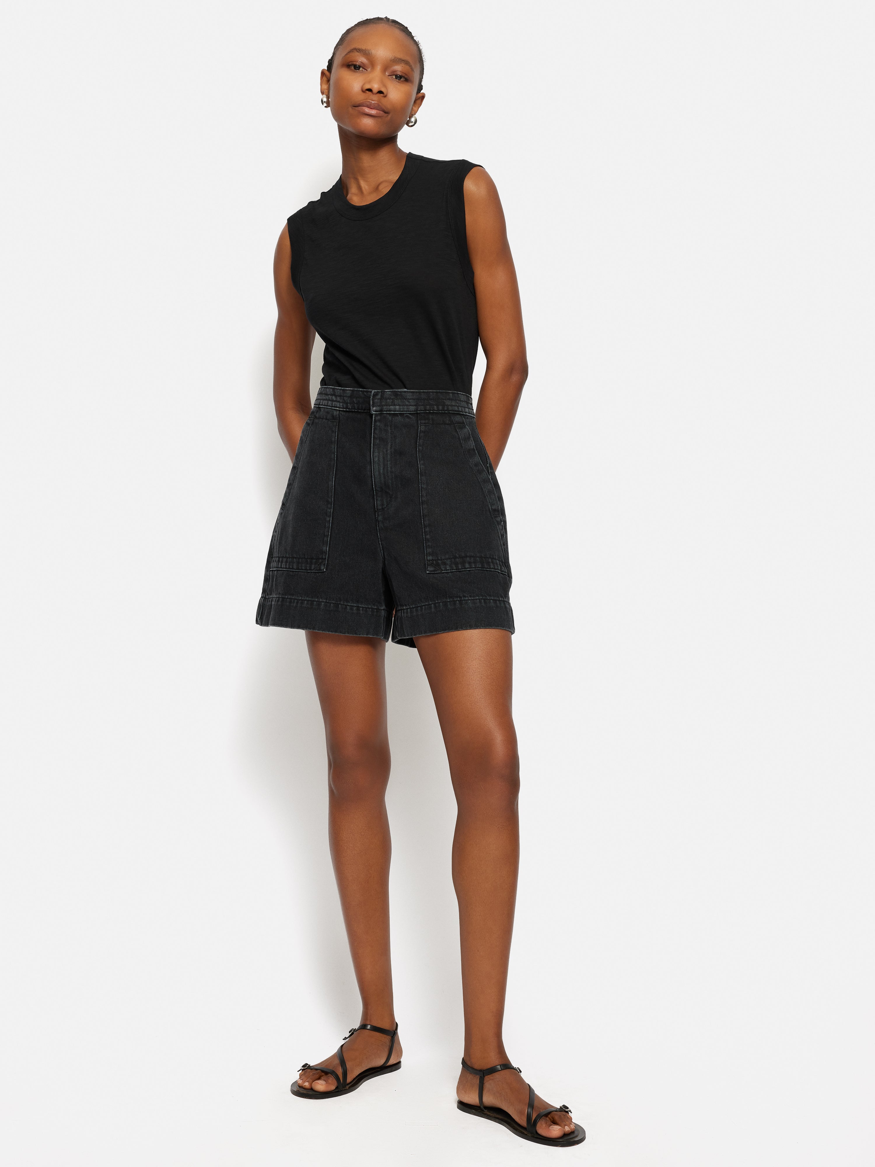Denim Pocket Detail Shorts Set