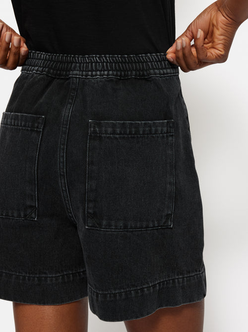 Denim Patch Pocket Shorts | Washed Black