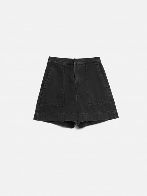 Denim Patch Pocket Shorts | Washed Black